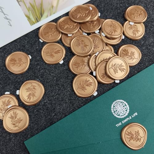 Pollize 50Pcs Wax Seal Stickers, Self-Adhesive Wedding Envelope Stickers - color: Gold
