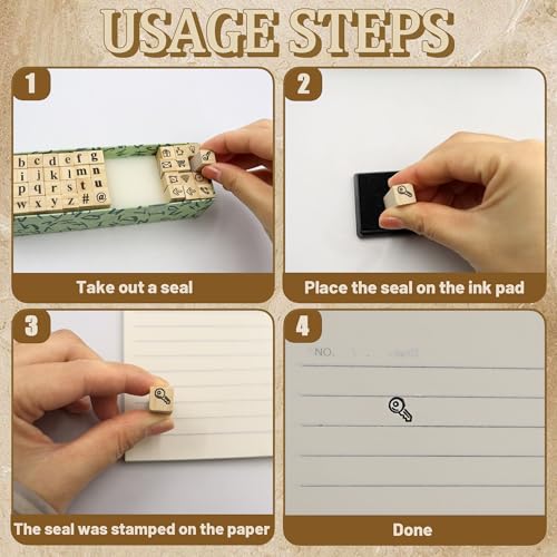 80PCS Wooden Letter Stamps, Mini Number Alphabet Rubber Stamps for Crafting