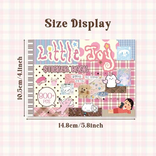 Japanese Kawaii Sticker Book, 30 Sheets, 800 Pieces, INS Style Cute Cartoon Animals, Waterproof for Journaling, Scrapbooking, Planners (Pink) - color: Korean Pink, style: Art Deco