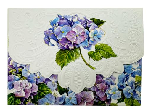 Poster Foundry Set of 3 - Blue Hydrangea Boxed Note Cards by Carol Wilson. 10 embossed 4x5 Die-Cut Notecards and Matching Stationery Envelopes in Decorative Gift Box with Magnetic Flap. NCP2101 - color: Floral - Blue Hydrangea, style: 3 gift box sets / 30