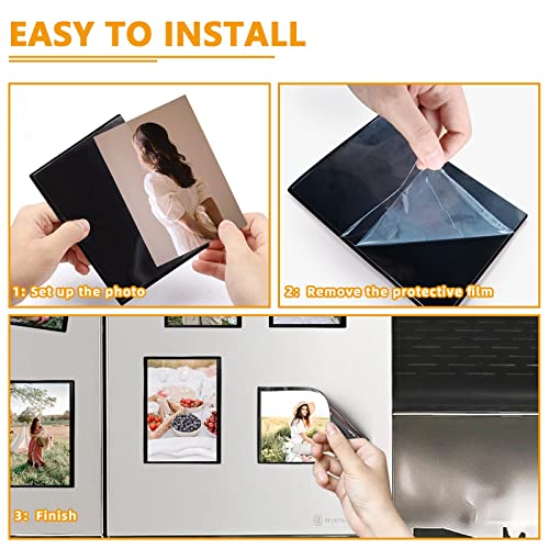 Magnetic Picture Frame, Holds 4X6 Inches Pictures, Reusable Black Magnet Fridge Photo Sleeves for Refrigerator, Locker,Office Cabinet (Black, 6) - style: 6Pcs-4x6-Black
