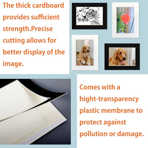 6 Pack 7x5 Inch Black Cardboard Photo Frames, Ultra-Thin Self-Adhesive Wall Mounted, Removable Picture Frames for Smooth Walls, Easy No-Residue Peel-Off with Dust Cover - color: Black, size: Rectangular 5" x 7"