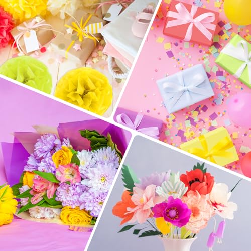 PLULON 60 Sheets Colorful Tissue Paper Bulk for Gift Bags Flower Packaging - color: Mixed Colors