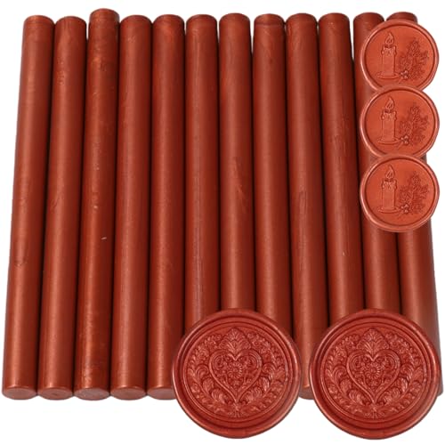 Metallic Red Wax Sealing Sticks Set, 12 Pcs Glue Gun Wax Seal Sticks for Seal Stamp Suit to 0.43'' Glue Gun Great for Wedding Invitation, Cards, Envelopes, Christmas Ideas (Metallic Red Gold) - color: Metallic Red Gold