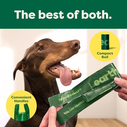 Earth Rated Dog Poop Bags for Dogs, 105 Easy Tie Handle Bags, Unscented - size: 105 Handle Bags (Rolls), style: Unscented