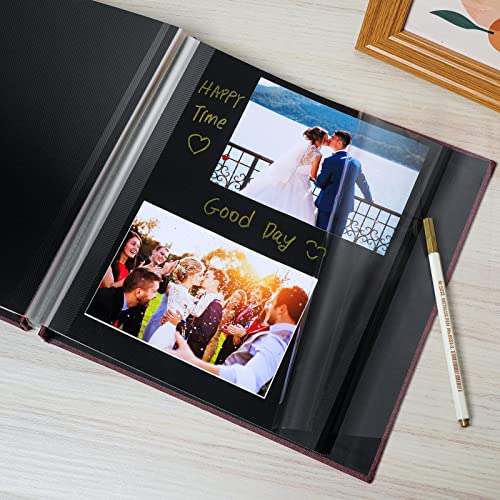 Spbapr Large Photo Album Self Adhesive Linen Cover Magnetic Scrapbook Album DIY Scrap Book 60 Black Sticky Pages for 3x5 4x6 5x7 8x10 Pictures with A Metal Pen - color: Purple, size: 11''x10.6''60pages