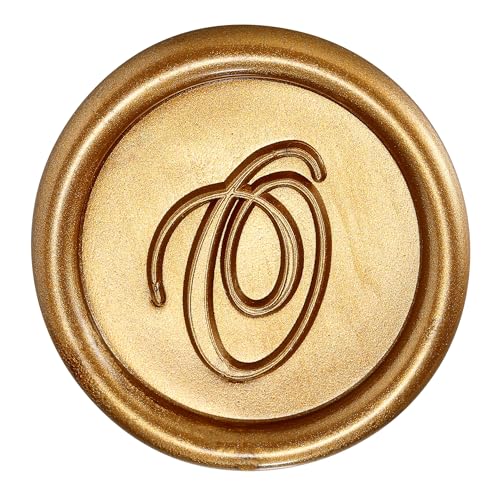 Yoption Handwritten Initial Alphabet Wax Seal Stamp, Letter O | Brass Head and Wooden Handle Sealing Stamp for Wedding Invitations, Envelopes, Christmas Cards, Gift Wrapping, Snail Mails - style: O