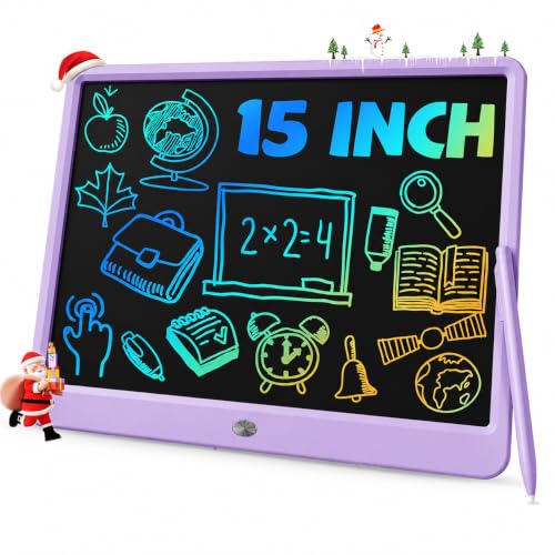 TEKFUN LCD Writing Tablet for Kids, Toys for Boys & Girls Ages 3-10, Drawing Tablet for Kids, Birthday Christmas for Boys & Girls Ages 3-10 (Purple) - color: Purple, size: 15 Inch