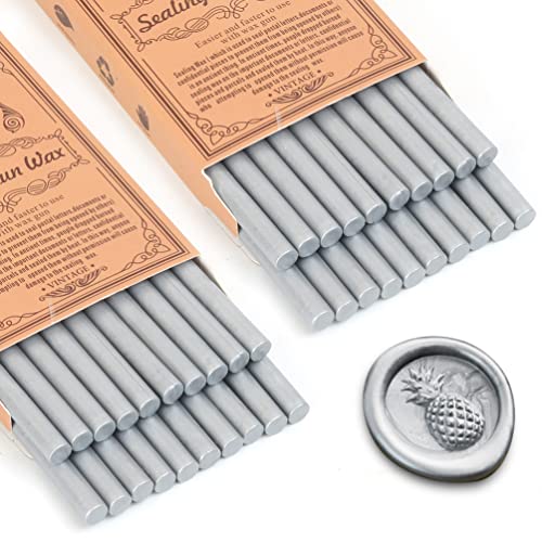 Wax Seal Sticks, Wasole 40pcs Silver Glue Gun Sticks Beads for Wax Seal Stamp, Great for Sealing Letter, Wedding Invitations, Envelopes (Silver) - color: Silver