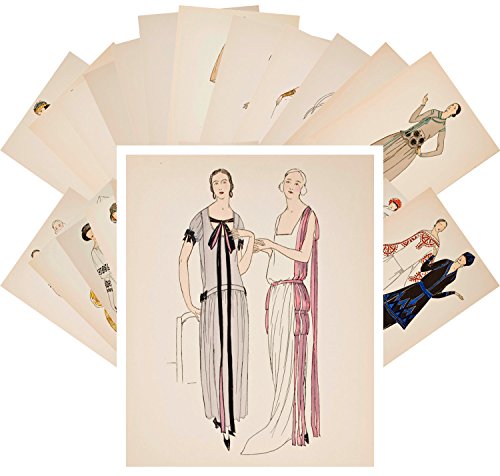 PIXILUV Vintage PostCards 24 pcs Vintage Fashion Dress Sketch Belle Epoque vol 1