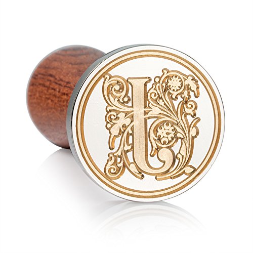 Mceal Wax Seal Stamp, Large Seal 1 1/5"(30mm) Dia, Silver Brass Head with Wooden Handle, Regal Letter A to Z Series (Letter J) - color: J