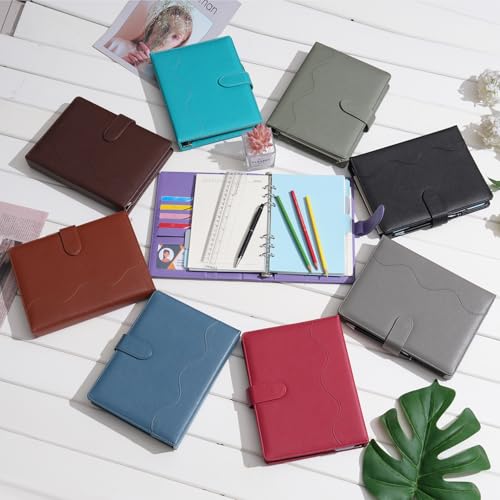 WASON A5 Binder PU Leather Journal Ring Portfolio Lined Notebook Refillable Paper Diary with Removable Clipboard Writing Notepad for Travel Business School Agenda Organizer (Mist Blue) - color: Mist Blue