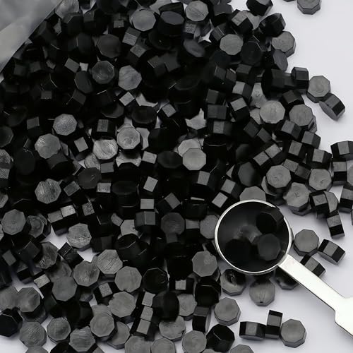 Sealing Wax Beads WaxSeal Beads, 600Pcs Black WaxSealing Beads for Wax Seal Stamp, WaxSeal Beads Kit Perfect for Wedding Invitations, Christmas Envelopes (Black) - color: Black