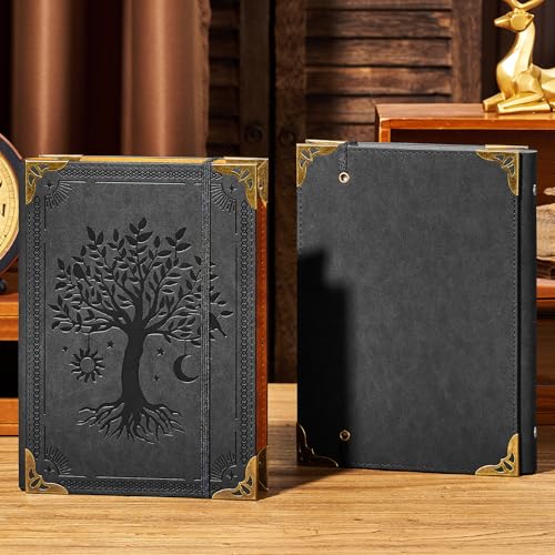 Ovesmusl PU Leather A5 Binder 6 Ring Refillable Journal Cover 6.8”x9.2” - color: Black Tree, size: A5 Binder Cover