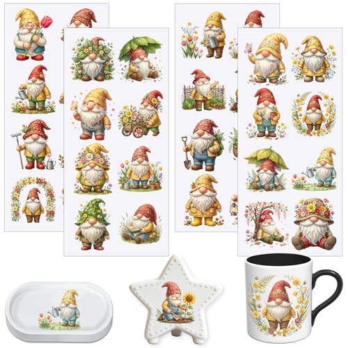 4 PCS Funny gnome Cuttable UV DTF Stickers - style: gnome