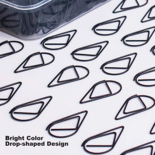 VENCINK Black Cute Drop-Shaped Paper Clips, 1 inch, 300 Pieces - color: Black, size: Small (1 inch )