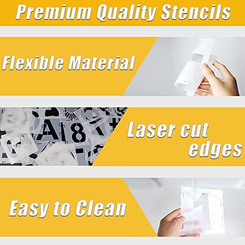 46 Pcs Letter Stencils Symbol Numbers Craft Stencils, Reusable Alphabet Templates Interlocking Stencil Kit for Painting on Wood, Wall, Fabric, Rock, Sign(6 Inch) - size: 6 INCH