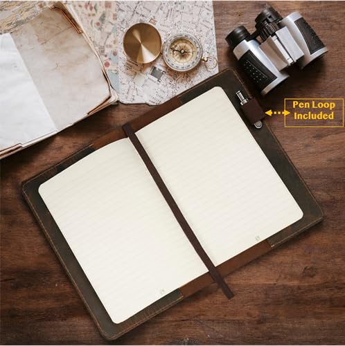 A5 Leather Journal Refillable Large Moleskine Notebook Planner Cover with Pen Loop | Leather Handmade Notebook A5 Cover Large Leather Journal for Professionals - color: Brown Leather Journal Cover A5