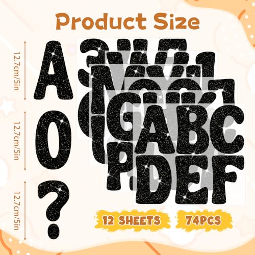 Bulletin Board Letters 74 PCS Glitter Letter Stickers Large 5 Inch, Black - color: Black, size: 5 Inch