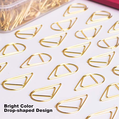 VENCINK 300 Pcs Gold Paper Clips Teardrop Cute Paperclips - color: Gold, size: Small (1 inch )