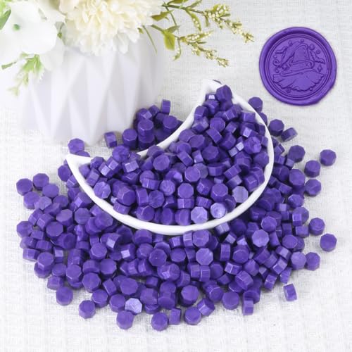 Purple Wax Seal Beads, HOSEALING Premium 360pcs Sealing Beads for Wax Seal Stamp, Sealing Wax Pellets Refill Pack for Wax Seal Kit, Wedding Invitations, Envelope, Cards, Letter Sealing - color: Purple