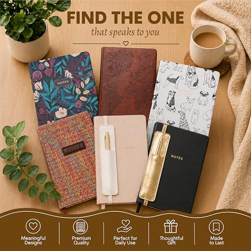 WORLD TRAVELER Eccolo A5 Lined Journal 256 Ivory Pages Lay Flat 6x8 - color: Gold Thoughts