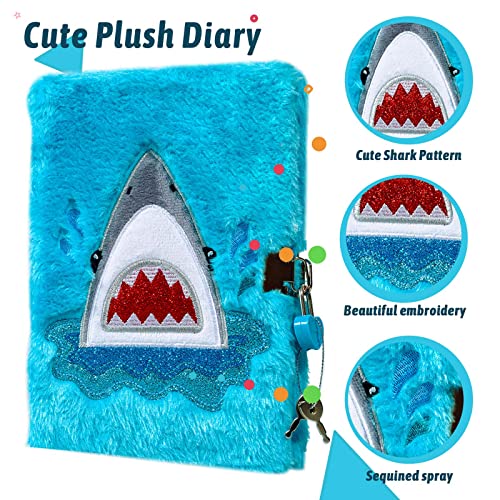 SuperStyle Shark Secret Diary with Lock, Journal for Boys Ages 6-8 - color: Blue-Shark