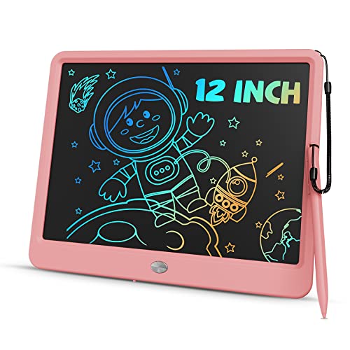 TEKFUN Toys 12" LCD Writing Tablet for Girls Ages 3–8, Cute Doodle Board Kids Love, Mess-Free Drawing Tablet for Creative Play, Great Christmas Birthday Gift for 4 5 6 7 8 Year Old Girs Pink - color: Pink, size: 12 Inch