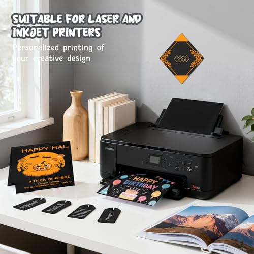 40 Sheets Black Cardstock 8.5x11, Card Stock Paper, Cardstock Printer Paper | 200 GSM Construction Paper 8 1/2 x 11, Black Card Stock for DIY Cards, Greeting Cards, Invitations, Business Cards - color: Black, size: 8.5x11 IN-40 Sheets