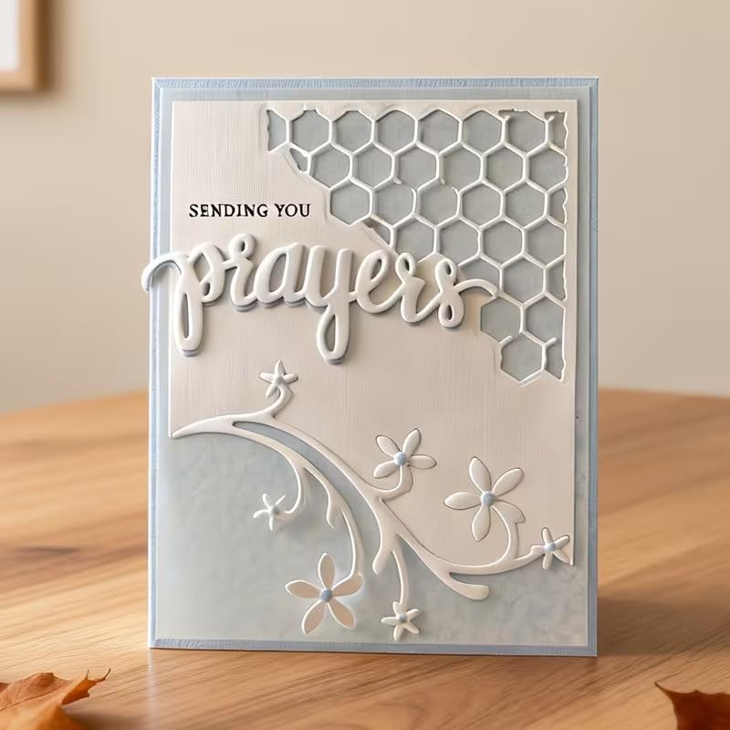 Flowers and Branches and Words Metal Die Cuts,Honeycomb Flower Metal Cutting Dies,DIY Scrapbooking Artist Cutting Dies Stencil for DIY Card Making Embossing Photo Decor 4.3 x 4.1 in - color: Flowers and Branches and Words