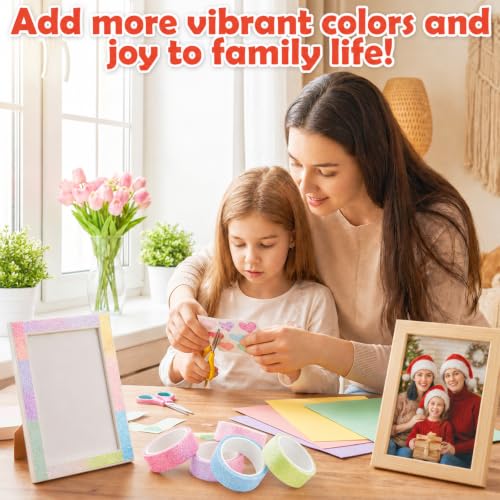 TIESOME 12 Rolls Glitter Washi Tape Set,15mm Macaron Cute Colored Tape - style: Style2