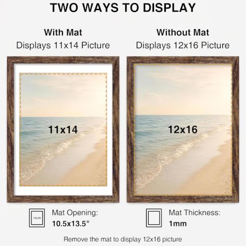 Vittanly 12x16 Picture Frames Set of 10 for Wall Mounting, Brown - color: Brown, size: 12x16
