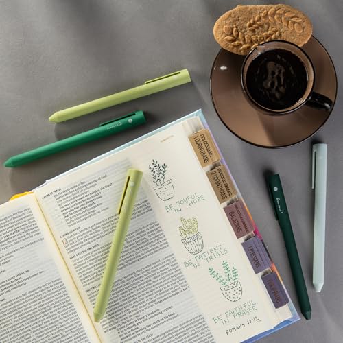 DIVERSEBEE Gel Ink Pens Assorted Colors, 0.5 mm Fine Point (Green) | Bible Pens No Bleed Through with Cute Fine Tip, Bible Study Journaling Supplies Set, 5 Pack - color: Green, size: 1 Count (Pack of 5)