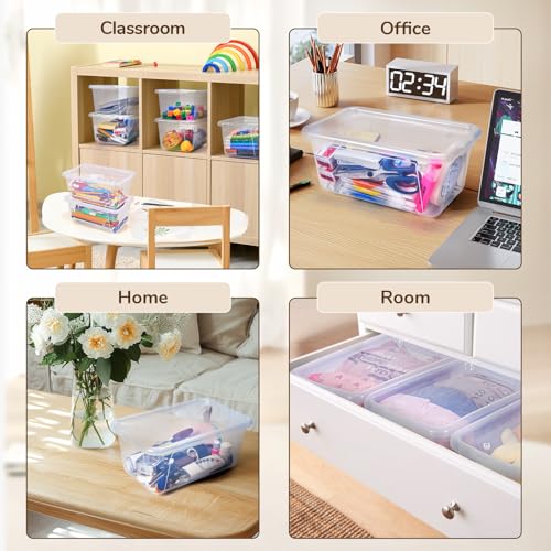 GAMENOTE 6 Quart Stackable Plastic Storage Bins with Lids, 6 Pack, Clear - color: Clear