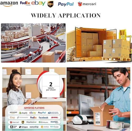 8.5 X 5.5 Shipping Label, Half Sheet Labels, Shipping Labels 2 Per Sheet, Laser & Inkjet Printer Printable, Blank White Mailing Postage Labels (4000 Sheets, 8000 Labels) - size: 8.5" x 5.5" (2-UP）, style: 4000 sheets