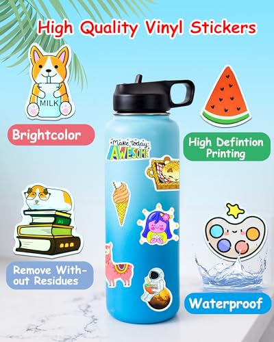EOAOD 200 Cute Aesthetic Water Bottle Stickers for Kids, Waterproof Vinyl - style: Cute2-200pcs