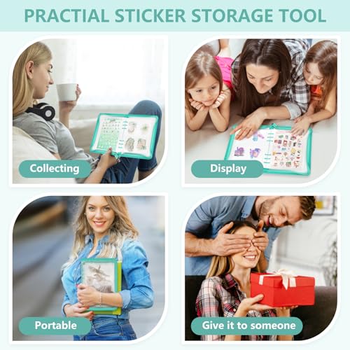 A5 Sticker Storage Organizer Binder Collecting Book Album, Cyan - color: Cyan