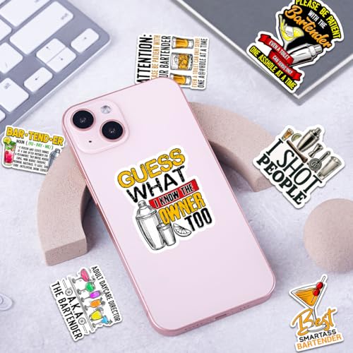 (12pcs-3in) Bartender Sticker Funny Stickers Cocktail Bar Humor Gifts - color: Bartender