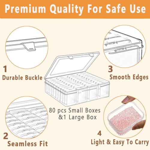 82pcs Bead storage containers, bead organizer boxes and craft storage boxes for bracelet making DIY jewelry craft nails, bracelets, jewelry, diamonds, clay beads, screws 2.09x1.57x0.8Inch - color: 2 Pack 82pcs(2.09x1.57x0.8Inch)