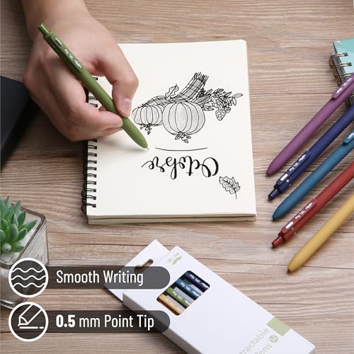 Mr. Pen- Retractable Gel Pens, 6 Pack, Black Ink, Vintage Barrels