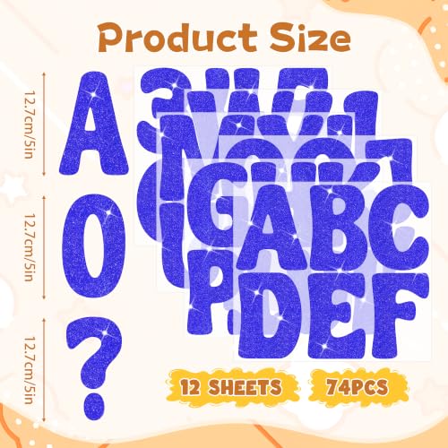 Bulletin Board Letters 74 PCS Glitter Letter Stickers Large 5 Inch, Blue - color: Blue, size: 5 Inch