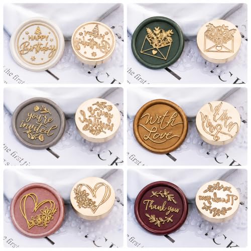 SWANGSA Blessing Wax Seal Stamp Kit with Sealing Wax Beads | Wax Stamp Seal Kit for Wedding Invitations, Envelopes, Snail Mails, Wine Packages, Christmas Cards, Gift Wraps - color: Phrases