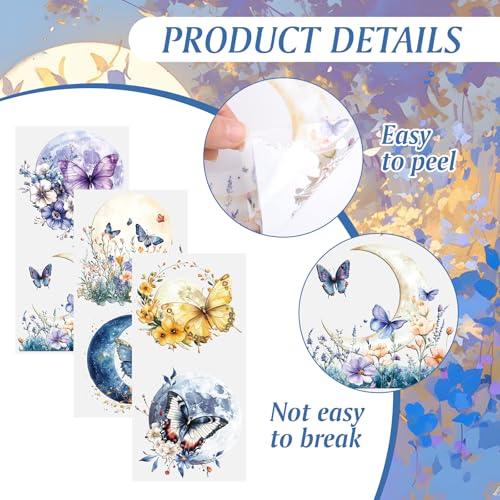 Rub on Transfers for Crafts, 6 Sheets Transfer Waterproof Butterfly and Moon Decals Stickers for Furniture Wood Fabric Cups Home DIY Decor - color: Moon Flower