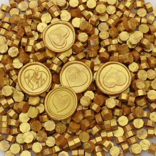 600pcs Sealing Wax Beads for Wax Seal Stamp, Perfect for Gift Sealing, Letter Sealing, Crafting Projects, Invitations Cards Sealing, Envelopes Sealing (Gold) - color: Gold