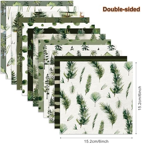 12inch Christmas Scrapbook Paper Forest Animals Patterned Paper,Double-sided Elk Deer Hedgehog Green Leaves Scrapbook Papers,DIY Decopodge Papers, Journal Scrapbooking Supplies, Card Making Supplies . - color: WW118