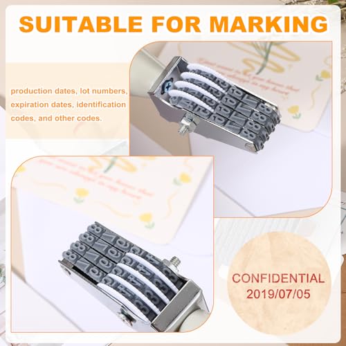 PATIKIL 4 Digits Roller Stamp, 2 Pcs Personalized 6.5mm Number 0-9 Symbol Rolling Stamp for DIY Stationery Scrapbooking Office Business, Gray - size: 4 Digits/6.5mm