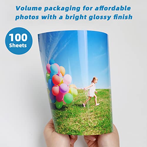 Uinkit 62lb Thick Glossy Inkjet Photo Paper, 8.5x11, 100 Sheets, 230gsm | 11.1mil single-sided, fast-dry paper for vivid photos, cards, menus, flyers, framing, gifts, crafts, and business printing. - size: 8.5"x11"x100