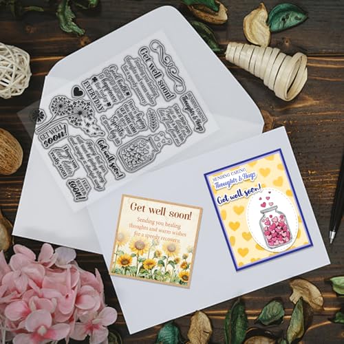 CHGCRAFT Get Well Soon Benediction Clear Stamp Silicone Clear Stamps Transparent Handicraft Stamps for DIY Scrapbooking Photo Album Decorative Cards Making, Word, 6.3x4.3inch - style: Benediction
