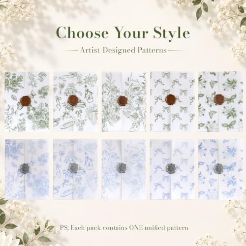 Vellum Paper 5x7 Pre-Folded Green Rose Butterfly, Vellum Jackets 30 Pcs - color: Green Rose Butterfly