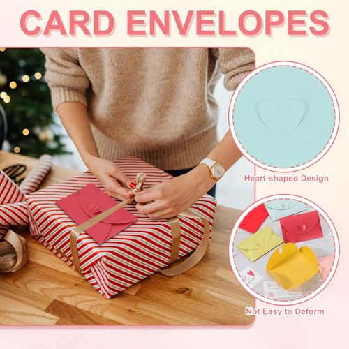PATIKIL Mini Card Envelopes 4"x2.8", Cute Cards Holder with Heart Clasp for Birthday Weddings Favors Business Greeting Cards (Light Blue, Pack of 50) - color: Light Blue